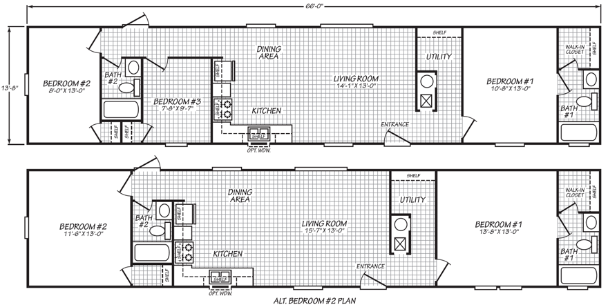 Woodlawn 14 X 66 901 Sqft Mobile Home